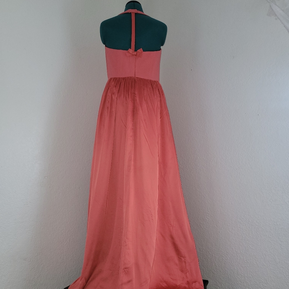 3/$20 White by Vera Wang Orange Sleeveless V-Neck Maxi Dress - Picture 5 of 10